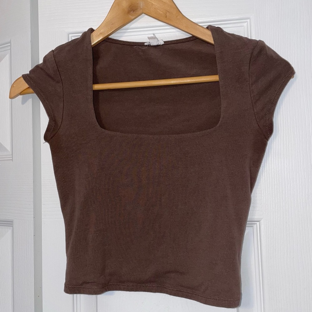 Garage Brown Square Neck Women's Top